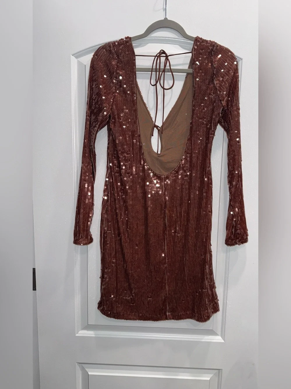 Bardot Verona Sequin Mini Dress In Chocolate size 12 - Picture 4 of 5